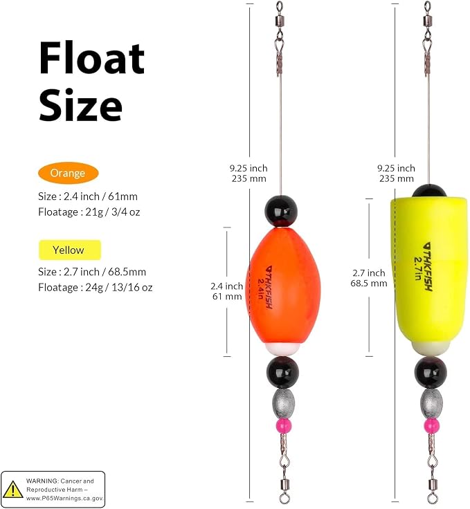 THKFISH Fishing Floats Bobbers Fishing Popping Cork Trout Float Rig Weighted Popping Floats Cork Trout Floats for Fishing Saltwater 4PCS