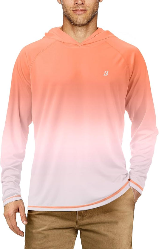 Roadbox UPF 50+ Fishing Shirts for Men, Long Sleeve UV Sun Protection Hoodie, Outdoor Hiking Running Swimming Rash Guard