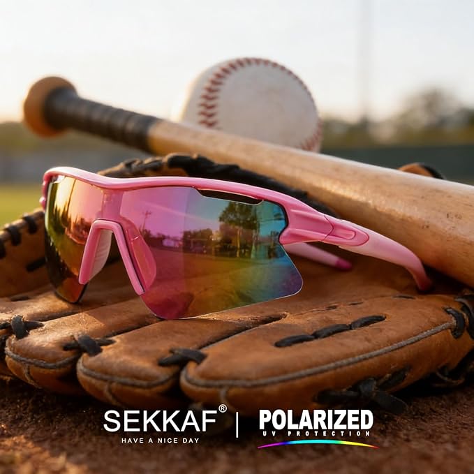 SEKKAF Polarized Sports Sunglasses for Men Women and Youth, UV400 Protection Ideal for Cycling Baseball Fishing Golf Running