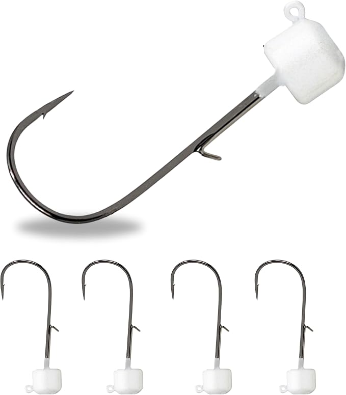 Reaction Tackle Tungsten Mushroom Head Jig Heads, Ned Rig Shroom Jigs for Finesse Bass Fishing, Stand Up Bait with Weedless and EWG Hook Options (5-Pack)