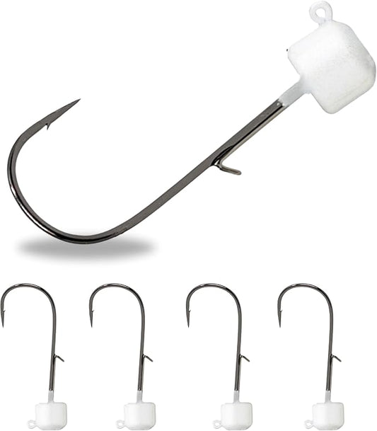 Reaction Tackle Tungsten Mushroom Head Jig Heads, Ned Rig Shroom Jigs for Finesse Bass Fishing, Stand Up Bait with Weedless and EWG Hook Options (5-Pack)