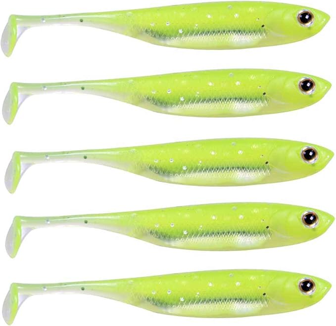 QualyQualy Soft Plastic Swimbait Paddle Tail Shad Lure Soft Bass Shad Bait Minnow Paddle Tail Swim Bait for Bass Trout Walleye Crappie - 2.75in, 3.14in, 3.94in, 5in