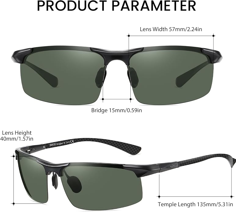 DUCO Polarized Sunglasses Mens Ultralight Carbon Fiber Sun Glasses for Men Driving Sports Fishing UV400 Protection DC8277