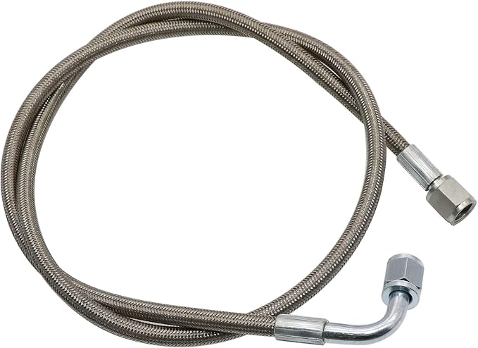 GXARTS 36" Billet Steel Braided Turbo Oil Feed Line Length 551871 4AN 90 Degree Straight Hose Straight PTFE line straight Hose End Pressure Stainless Remote Turbocharger