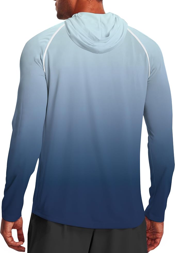 Men's UPF 50+ Sun Protection Hoodie Shirt Long Sleeve SPF Fishing Outdoor UV Hiking Lightweight Shirts