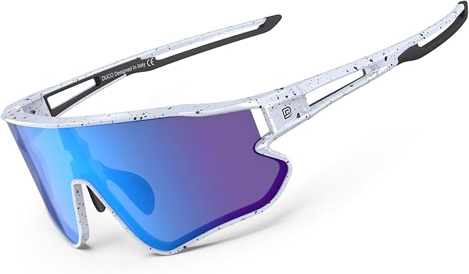 DUCO Polarized Sports Sunglasses for Men Women: UV400 Protection 24g Wrap Around Glasses for Baseball Running Hiking DC0023