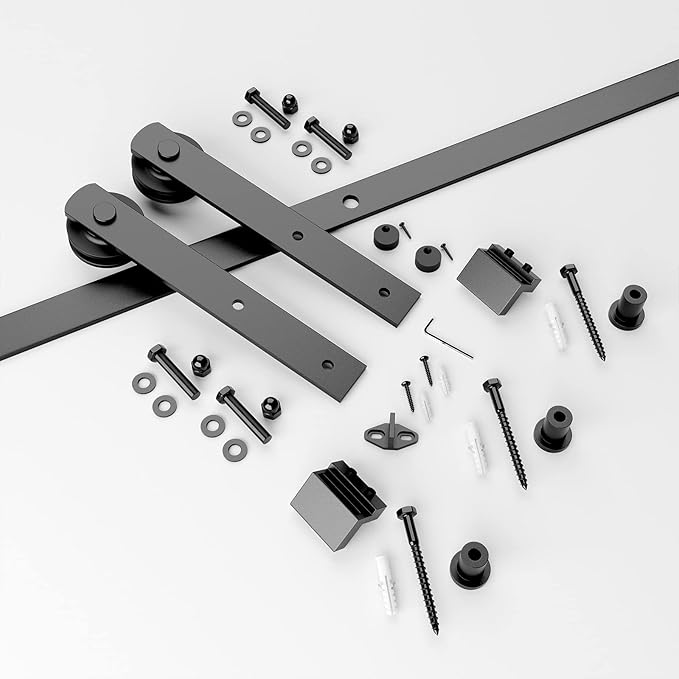 SMARTSTANDARD 4.0ft Barn Door Hardware kit, Barn Door Track, Sliding Door Hardware kit, Smoothly and Quietly -Heavy Duty Sturdy -Easy to Install, Fit 24" Wide Door Panel (I Shape Hanger)