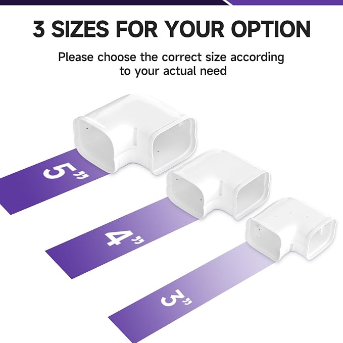 5'' Width Flat Elbow, Mini-Split Line Set Cover Accessories for Mini Split AC & Central AC, White