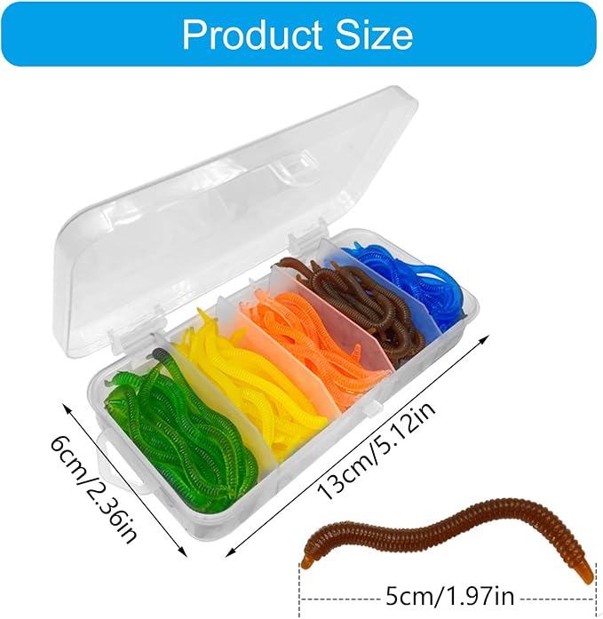 100Pcs Soft Fishing Lures Artificial Earthworms Baits Earthworms for Freshwater Flexible Freshwater