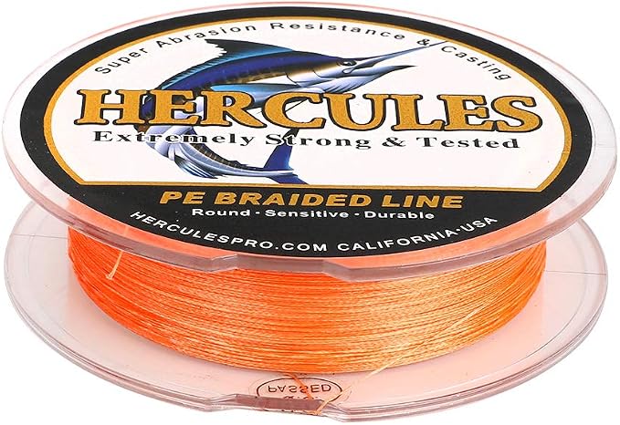 HERCULES Cost-Effective Super Strong 4 Strands Braided Fishing Line 6LB to 100LB Test for Salt-Water, 109/328 / 547/1094 Yards (100M / 300M / 500M / 1000M), Diam# 0.08MM - 0.55MM, Hi-Grade