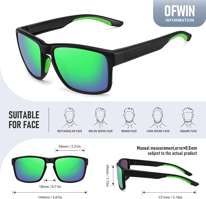 Sports Polarized Sunglasses for Men Women UV Protection Unbreakable Driving Running Fishing Hiking Sun Glasses