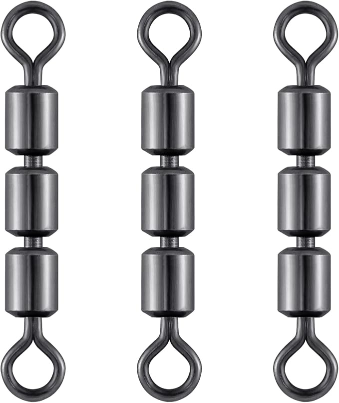 Dr.Fish High Speed 3 Roller Swivels, Bead Chain Barrel Swivels Fishing Tackle Trolling Rolling Leader Lure Connector Salmon Walleye Freshwater