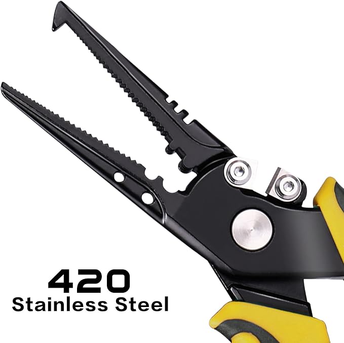 Sougayilang Fishing Pliers,Sheath and Lanyard Tungsten Carbide Cutters,420 Stainless Steel Fishing Tools,Saltwater Resistant Fishing Gear with Rubber Handle-7.5'' Split Ring Nose - Yellow
