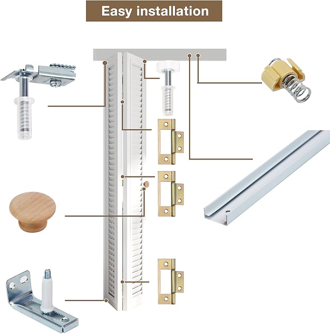 Bifold Door Hardware Kit, 24-Inch Bi-fold Closet Door Track Kit Bifold Closet Door Hardware Kit Folding Door Hardware Repair Replacement Tool Kit