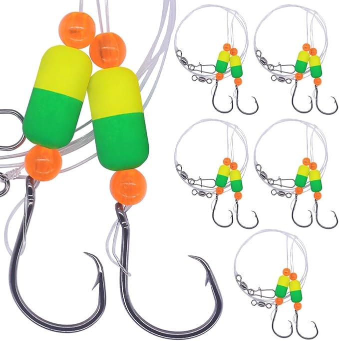 Pompano-Rigs-for-Surf-Fishing-Saltwater-Gear with Double Circle & Wide Gap Hook-6-Pack Surf Fishing Tackle