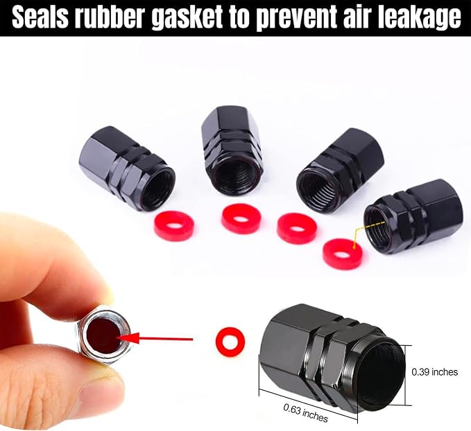 Aluminum 4pcs Tire Valve Cap Cover Set Compatible with Dodge Durango SRT 392 Tire Valve Stem caps fiit for SRT 392 Car Accessories Decor. (Black-for-39-2)