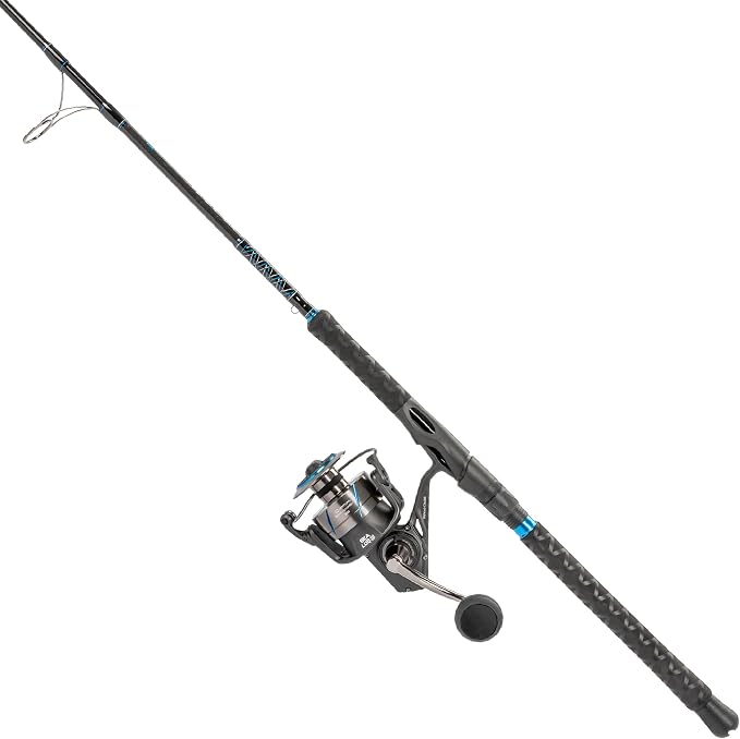 Quantum Benchmark Spinning Reel and Fishing Rod Combo, Graphite Composite Blank, 5+1 Bearings, Silver/Blue