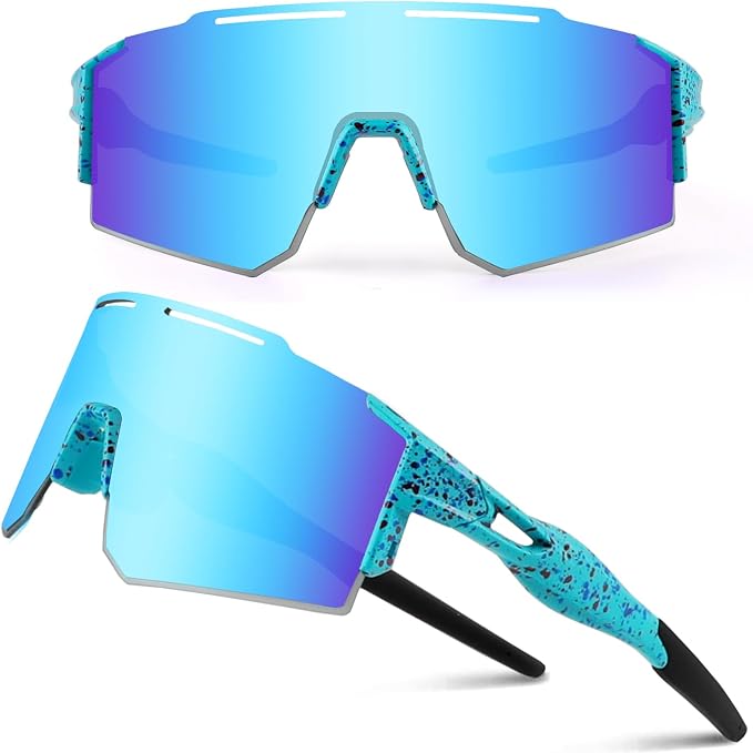Ukoly Cycling Sunglasses for Men Women with 3 Interchangeable Lenses, Polarized Sports Sunglasses, Baseball Sunglasses