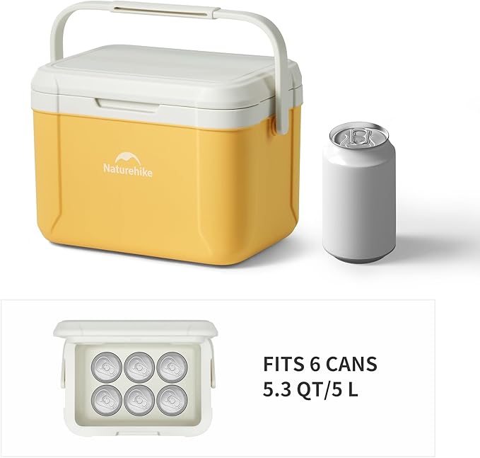 Naturehike 5.3/15/19 QT Hard Cooler, Insulated Ice Chest Box, Portable Ice Retention Cooler for Beach Camping Picnic Fishing Barbecue