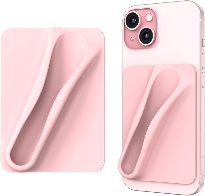 DOB SECHS Silicone Lip Holder for Cell Phone Lipstick Lip Glaze Phone Case Adhesive Back Stick On Holder for iPhone and Android Phones, Pink