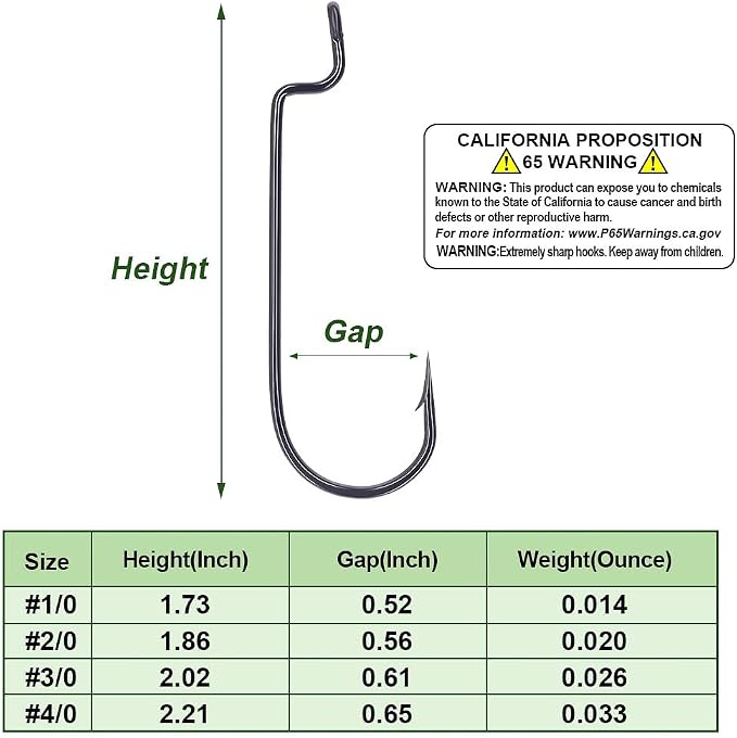 Offset-Worm-Hooks-for-Bass-Fishing-Round Bend Plastic Worms Texas Rig Hook Black Red 1/0 2/0 3/0 4/0