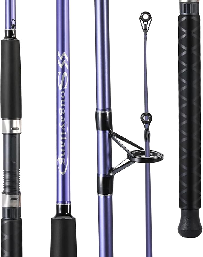 Sougayilang Spinning Rods, Strong Carbon&Glass Composite Fishing Pole with Stainless Steel Line Guides for Catfish- 7'0"