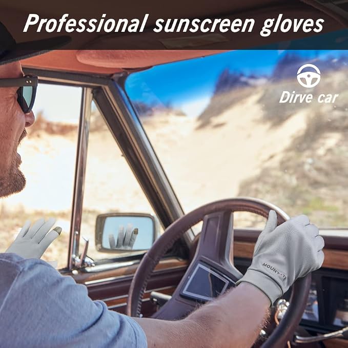 UV Protection Gloves Men's Women's Finger Tip Touchscreen Gloves UPF 50+ Sun Protective Glove for Cycling Fishing Running Hiking Boating Garden Safari Outdoor Activitie