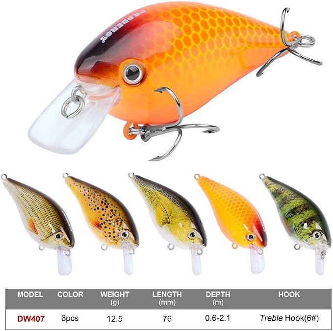 PROBEROS Crankbaits Set Fishing Lure Hard Baits Swimbaits Boat Ocean Topwater Lures Kit Fishing Tackle Hard Baits Set for Trout Bass Perch Fishing Topwater Lures Set
