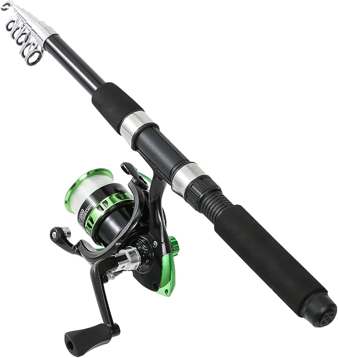 Tripquips Fishing Rod, 2PCS Telescopic Fishing Rod and Reel Combo with Fishing Pliers and Lip Gripper, Pre-Loaded Spinning Reel Combo, Fishing Pole with Carrier Bag Fishing Gear