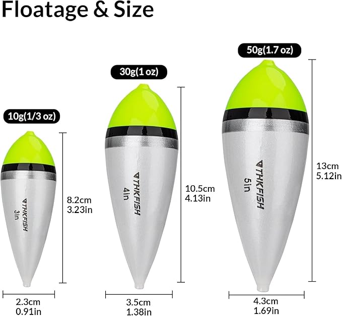 THKFISH Fishing Bobbers Slip Bobbers for Fishing Floats Bobbers for Fishing Balsa Bobbers for Steelhead Fish Float Rigs Freshwater Saltwater Floatage