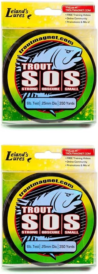 Trout Magnet Leland's Lures S.O.S. Fishing Line, Fishing Equipment and Accesories, 350 yd, 4 lb Test & ZNITRO Leland's Lures Trout Magnet S.O.S. Fishing Line, 350 yd, 6
