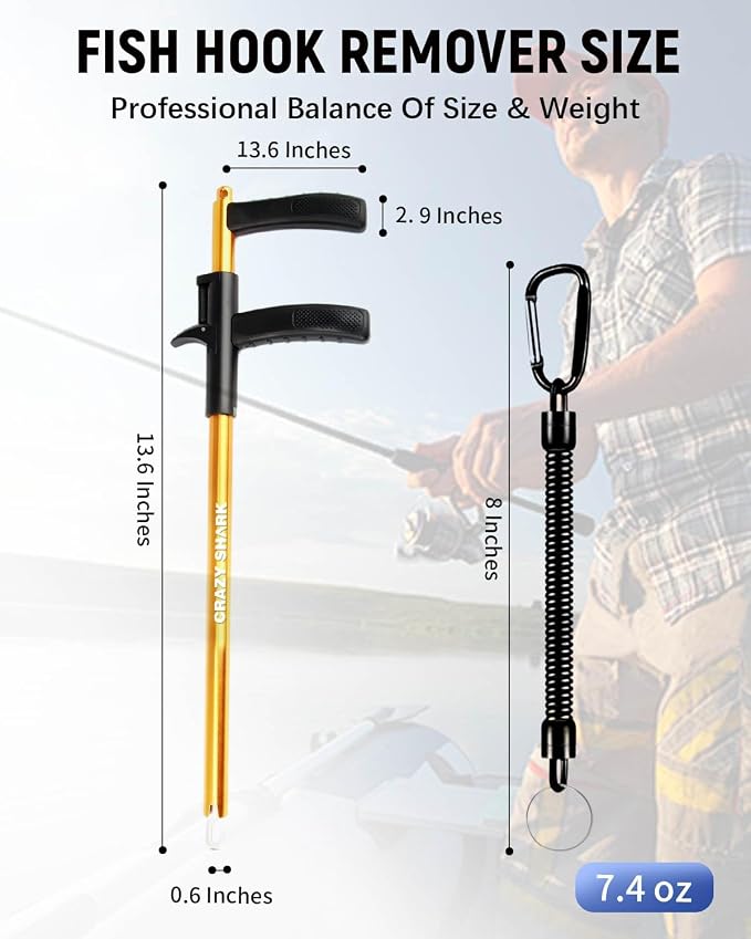 Fish Hook Remover Tool, Aluminum Fishing Hook Remover Extractor 13.6in