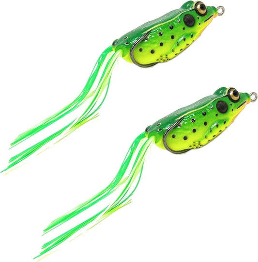 Reaction Tackle Hollow Body Frogs for Bass Fishing - Ultra Realistic Weedless Top Water Frog Lure for Bass, Snakehead, Pike and More - Floating Topwater Fishing Lures - 2 Pack
