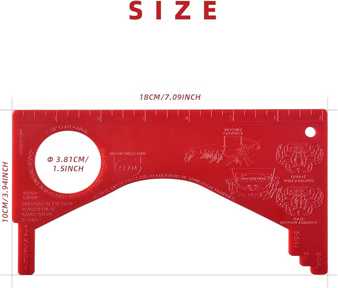 Dungeness Crab Gauge Measure with Ruler Multi Shrimp Clam Measuring Tool for Oregon, Washington and California