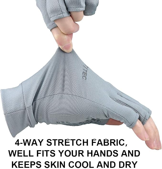 Unisex UV Protective Fingerless Gloves UPF 50+ Summer Sun Glove for Outdoor Fishing Cycling Hiking Driving Kayaking