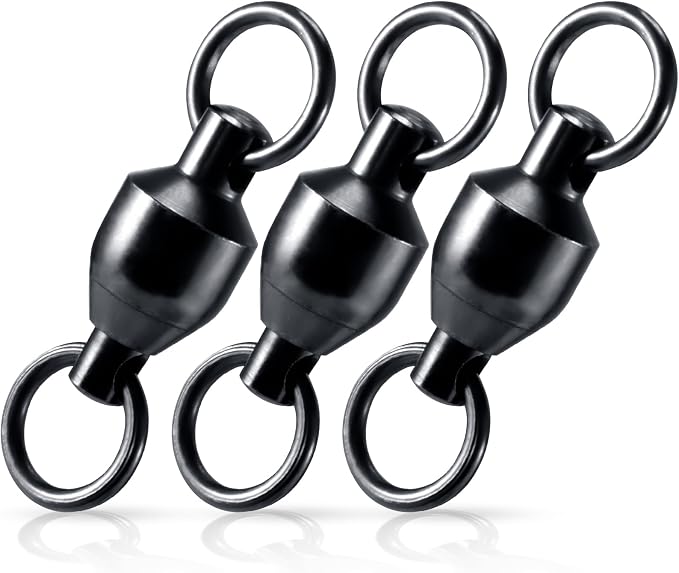 Alwonder 30-Pack Fishing Swivels Ball Bearing Swivels Fishing Tackle, High Strength Stainless Steel Solid Welded Rings Barrel Swivel Hook Line Connector with Black Nickel Coating Saltwater Freshwater