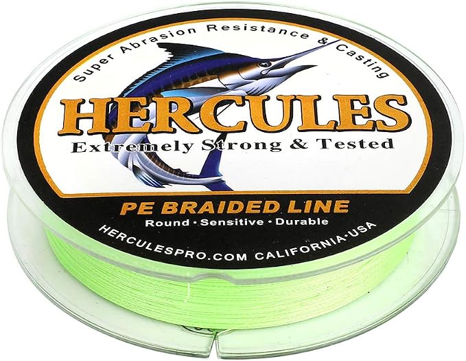 HERCULES Cost-Effective Super Strong 4 Strands Braided Fishing Line 6LB to 100LB Test for Salt-Water, 109/328 / 547/1094 Yards (100M / 300M / 500M / 1000M), Diam# 0.08MM - 0.55MM, Hi-Grade