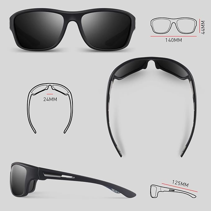 WEAROYO Polarized Sports Sunglasses for Men Women,Fishing Driving Rectangular Goggles UV400 Protection