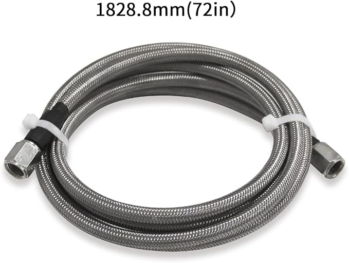 Steel Braided Turbo Oil Feed Line -4AN, Pressure Stainless Remote Turbocharger Sensor Teflon 4 AN Gauge Line Kit (60 inch)