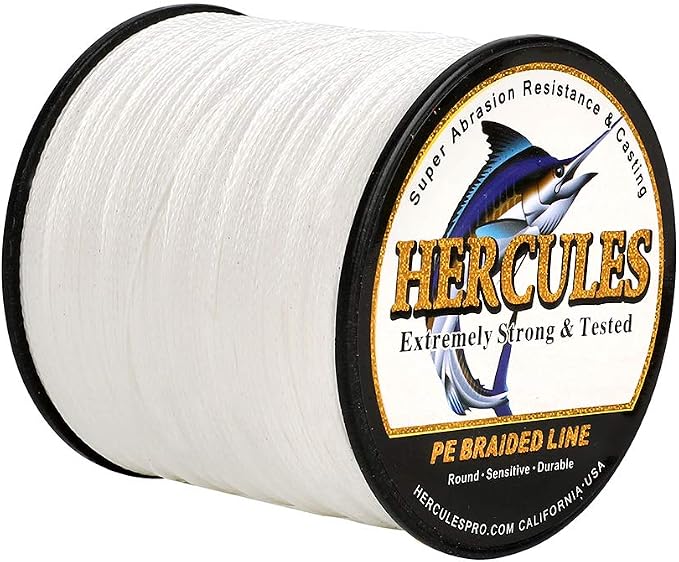 HERCULES Cost-Effective Super Strong 4 Strands Braided Fishing Line 6LB to 100LB Test for Salt-Water, 109/328 / 547/1094 Yards (100M / 300M / 500M / 1000M), Diam# 0.08MM - 0.55MM, Hi-Grade