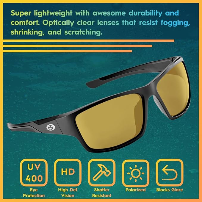 Flying Fisherman Sand Bank Polarized Sunglasses for Men, Women, Fishing, Boating, Outdoor Sports, 100% UV Protection