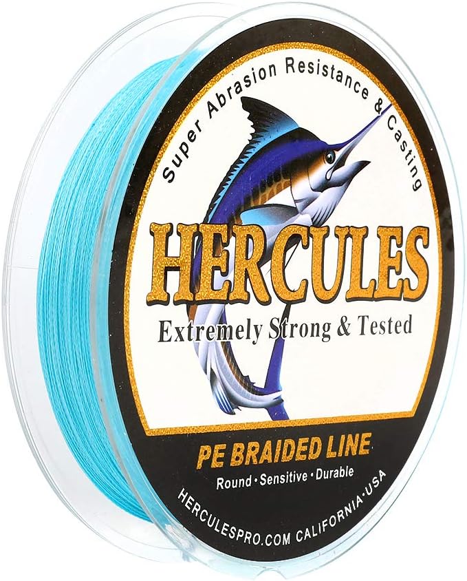 HERCULES Cost-Effective Super Strong 4 Strands Braided Fishing Line 6LB to 100LB Test for Salt-Water, 109/328 / 547/1094 Yards (100M / 300M / 500M / 1000M), Diam# 0.08MM - 0.55MM, Hi-Grade