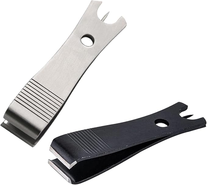 2Pcs Black Silver Fishing Line Cutter Nipper with Hook Eye Cleaner Pin Stainless Steel Fishing Line Scissors Cutting Tool Fishing Line Cutter Nipper with Hook Multi Functional Accessories（51*11.5mm)