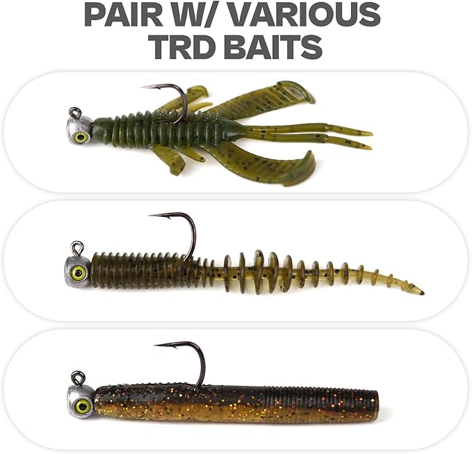 15-Pack Fish Eye Ned Rig Jig Heads with Welded Wire Bait Keeper – 1/16 3/32 1/8 3/16 1/4oz with 2/0 3/0 Hooks, Chartreuse Eyes, Secure Finesse TRD Hookup for Bass Fishing