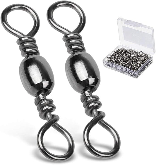 AMYSPORTS High Strength Fishing Swivels Barrel Solid Ring Barrel Fishing Swivel Rolling Fishing Tackle Line Connector Saltwater Freshwater Stainless Steel Accessories