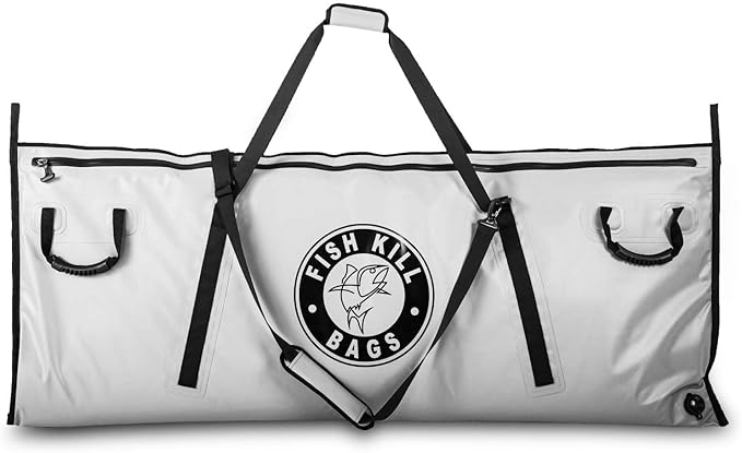 Flat PVC Tarpaulin Insulated Fish Cooler Kill Bag - Waterproof Fishing Cooler Bag with Easy Grip Carry Handles - Portable Soft Cooler - 3 Sizes