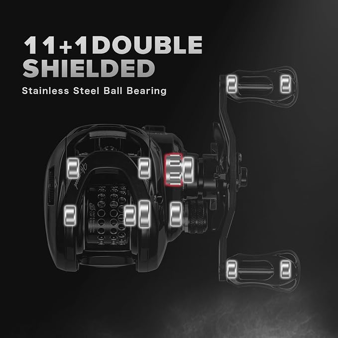 BMC100 BFS Reel 5.29oz Ultralight Baitcaster Reels with Drag Clicker 8.1:1 High Speed 11LB Drag Power 11+1BB Baitcasting Reel Super Smooth Bait Finesse System Carbon Fishing Reel Low Profile