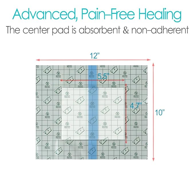 Waterproof Shower Protector Large Cover Shields for PICC Central Line Peritoneal Dialysis Chest Port Feeding Tube PD Catheter Accessories Bandages with Non-Stick Center Pad 10"x12"(Pack of 7)