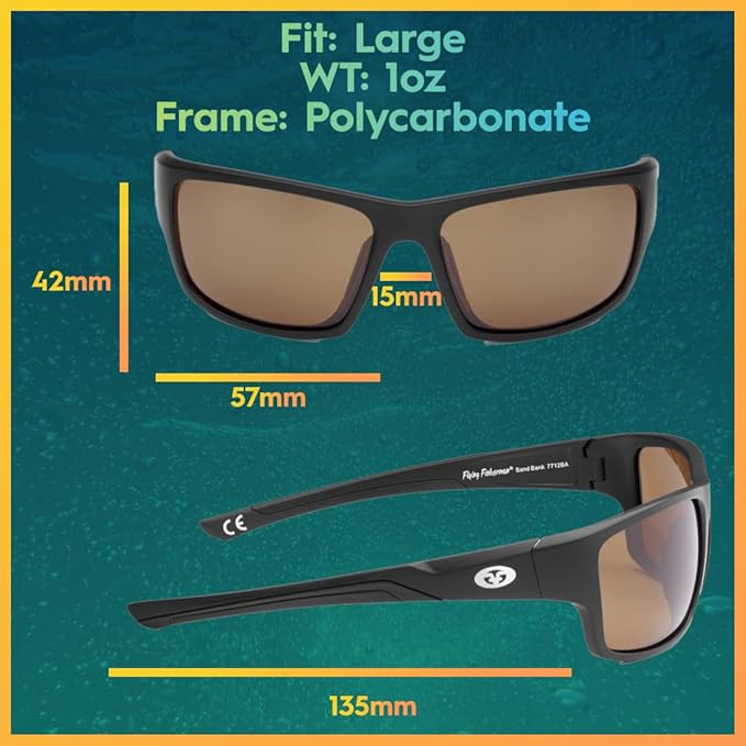 Flying Fisherman Sand Bank Polarized Sunglasses for Men, Women, Fishing, Boating, Outdoor Sports, 100% UV Protection
