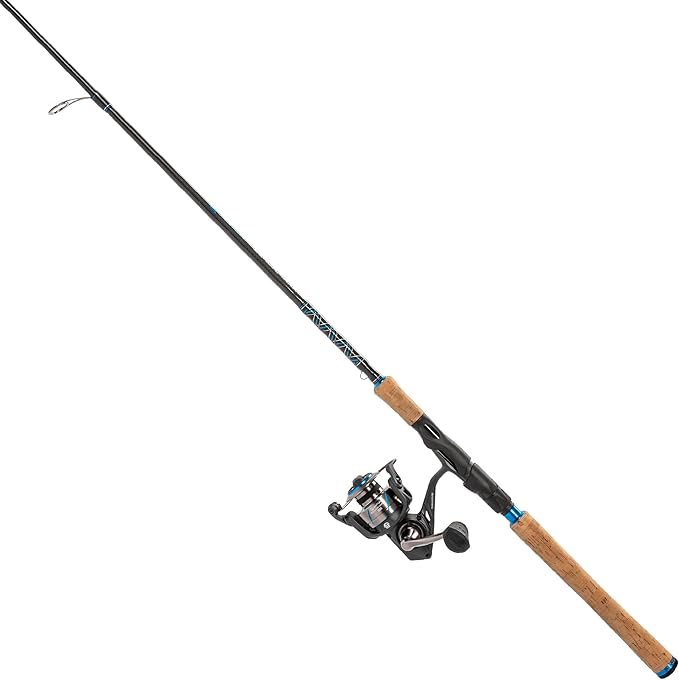 Quantum Benchmark Spinning Reel and Fishing Rod Combo, Graphite Composite Blank, 5+1 Bearings, Silver/Blue